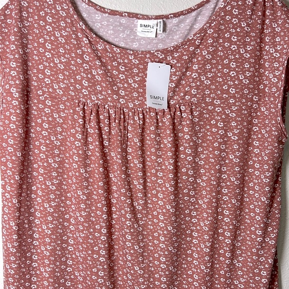 SIMPLE Suzanne Betro Ditsy Floral NEW Boat Neck Cap Sleeve Top Stretch Comfy 1X - Picture 9 of 13